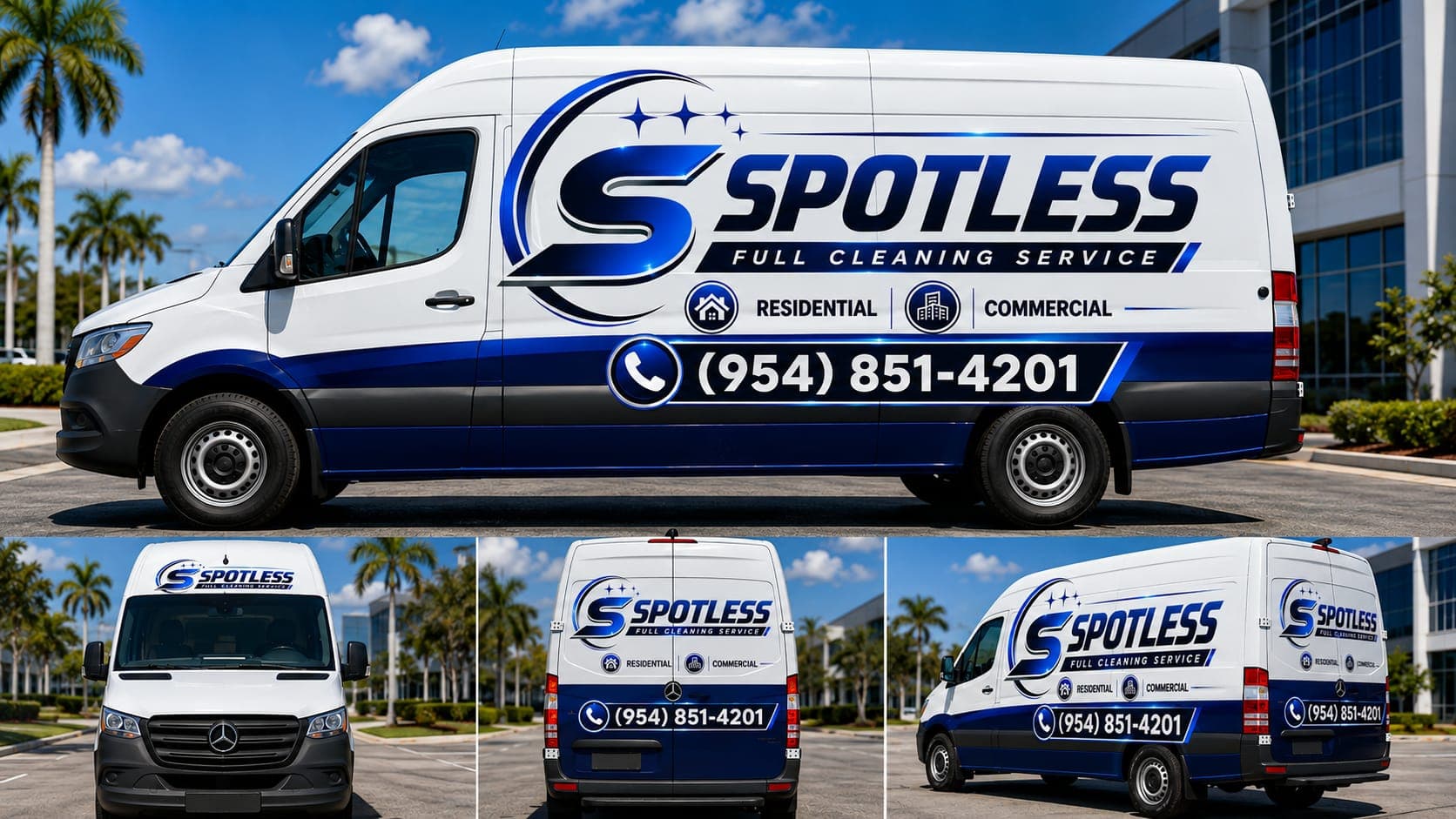 Spotless Full Cleaning Service branded van